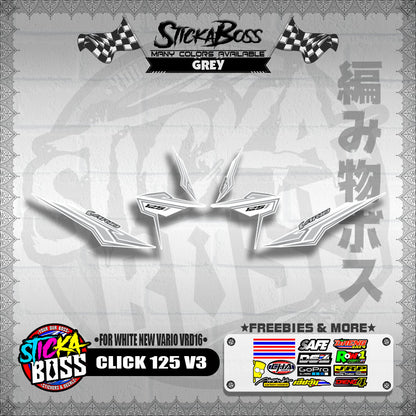 CLICK 125 V3 DECALS ( FOR WHITE NEW VARIO VRD16 ) [ PREMIUM GLOSSY LAMINATED ]【WITH FREEBIES】