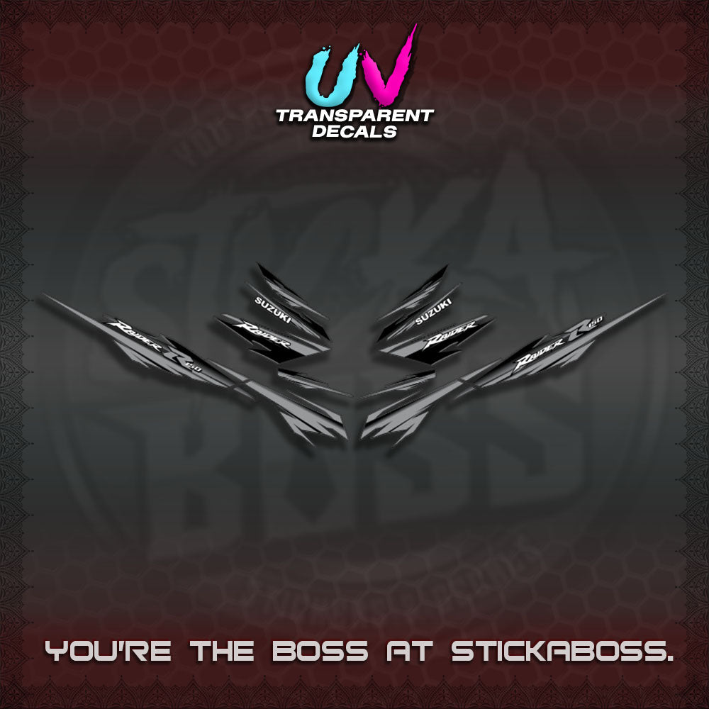 【PREMIUM UV PRINT】TRANSPARENT RAIDER 150 FI SATRIA  DECALS (MINIMALIST 0016 DESIGN)By STICKABOSS