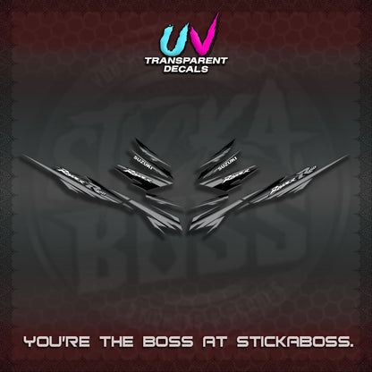 【PREMIUM UV PRINT】TRANSPARENT RAIDER 150 FI SATRIA  DECALS (MINIMALIST 0016 DESIGN)By STICKABOSS
