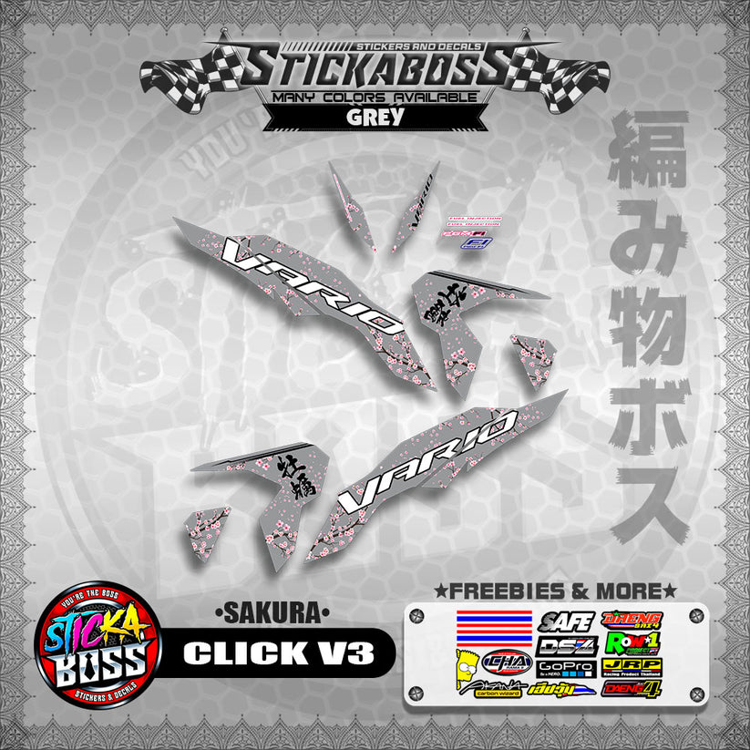 CLICK V3 STICKER DECALS ( SAKURA )【WITH FREEBIES】 – StickaBoss