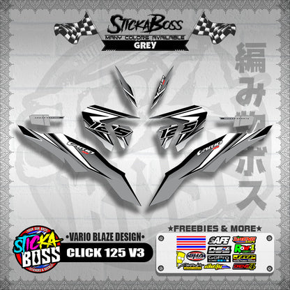 CLICK 125 V3 DECALS ( VARIO BLAZE DESIGN )【WITH FREEBIES】