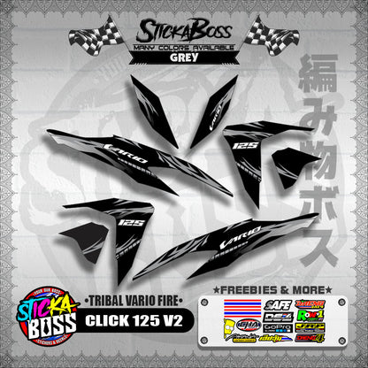 CLICK 125 V2 DECALS ( TRIBAL VARIO FIRE ) 【WITH FREEBIES】
