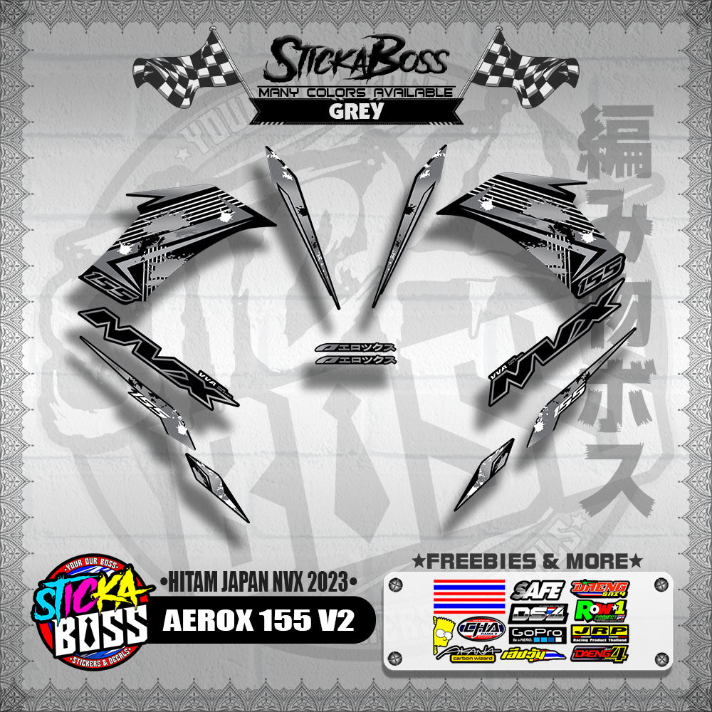 AEROX 155 V2 DECALS ( HITAM JAPAN NVX 2023 )【WITH FREEBIES】
