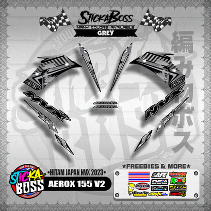 AEROX 155 V2 DECALS ( HITAM JAPAN NVX 2023 )【WITH FREEBIES】