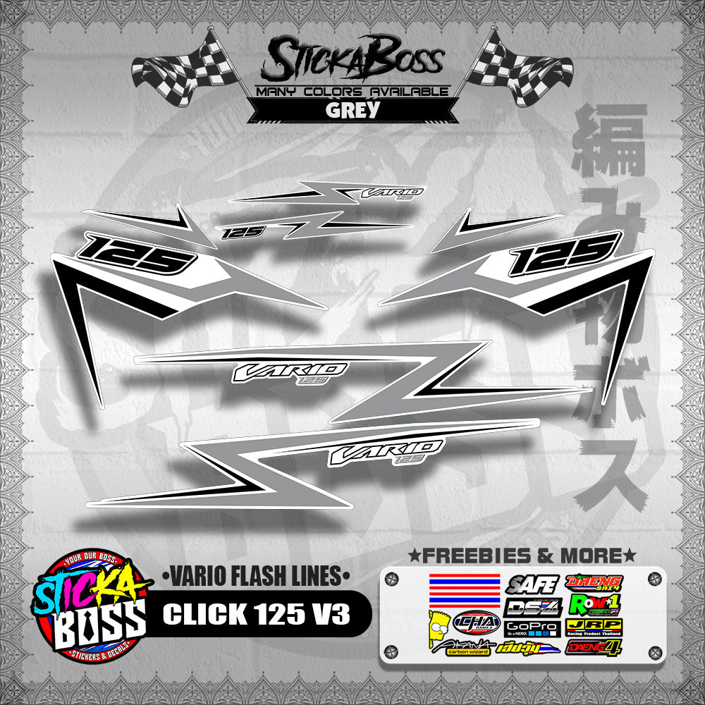 CLICK 125 V3 DECALS ( VARIO FLASH LINES )【WITH FREEBIES】