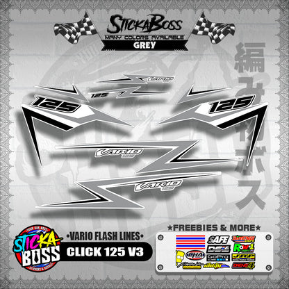 CLICK 125 V3 DECALS ( VARIO FLASH LINES )【WITH FREEBIES】