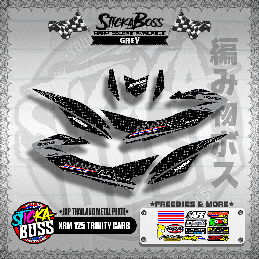 XRM 125 TRINITY CARB DECALS ( JRP THAILAND METAL PLATE )【WITH FREEBIES】
