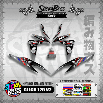 CLICK 125 V2 DECALS ( PETRONAS BARRACUDA EDITION )【WITH FREEBIES】
