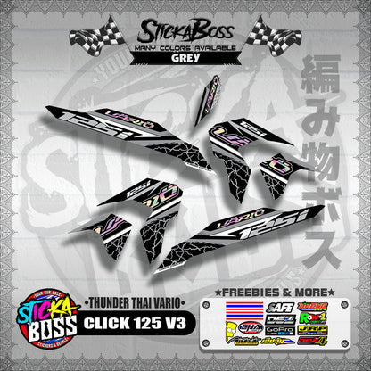 CLICK 125 V3 THAILAND DECALS ( THUNDER THAI VARIO )【WITH FREEBIES】