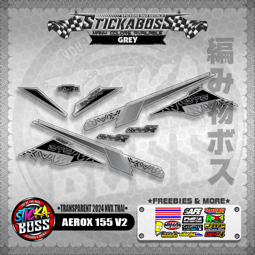 TRANSPARENT AEROX 155 V2 STICKER DECALS ( TRANSPARENT 2024 NVX THAI )【WITH FREEBIES】