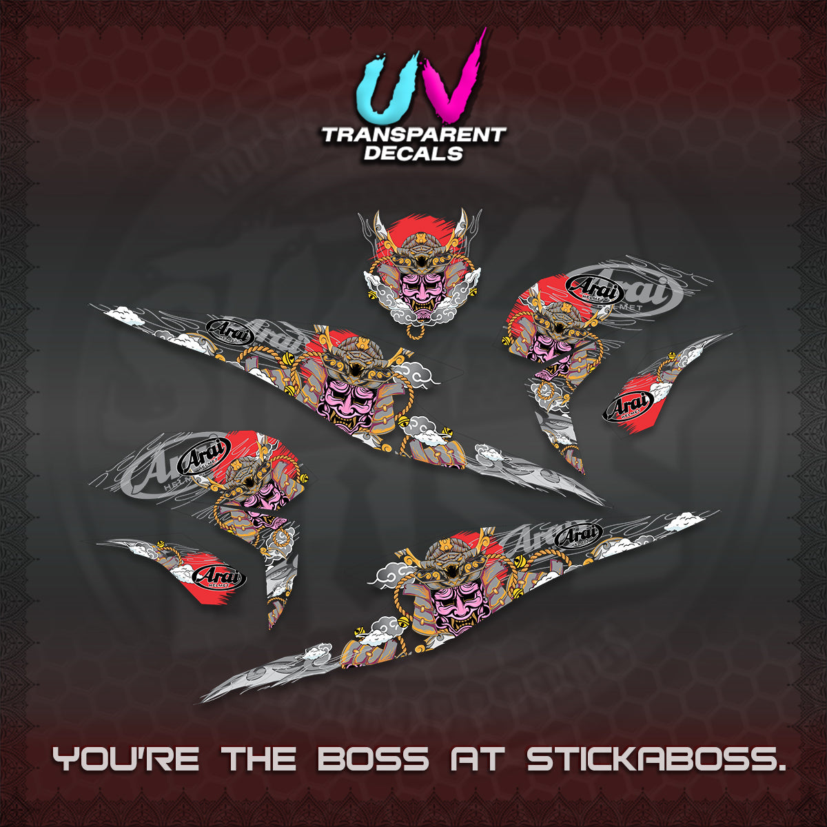 BEAT FI INDO UV TRANSPARENT DECALS (2026 NEW SAMURAI MOTIF) STICKER KITS BY STICKABOSS