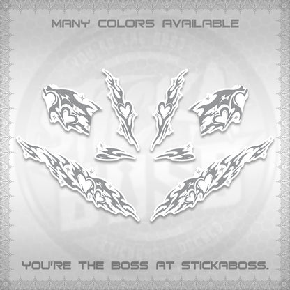 CLICK 125 V2 FOR WHITE DECALS (2026 STRIPING HEART DESIGN) STICKER KITS BY STICKABOSS
