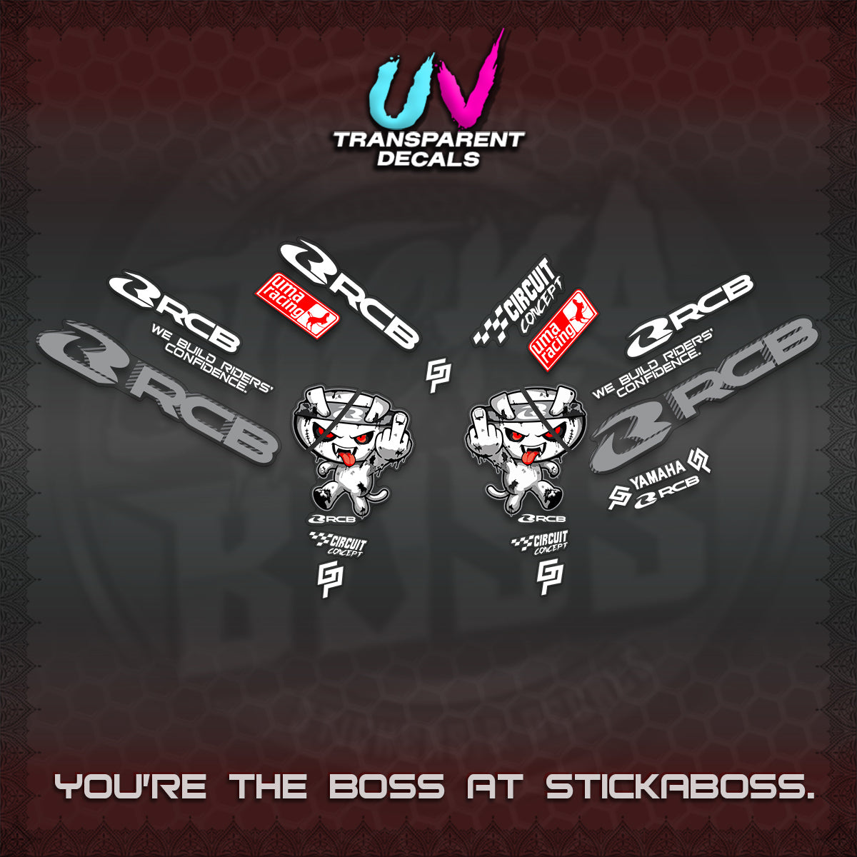 AEROX V2 UV TRANSPARENT DECALS (2026 RACE ZOMBIE DESIGN)STICKER DECALS By STICKABOSS