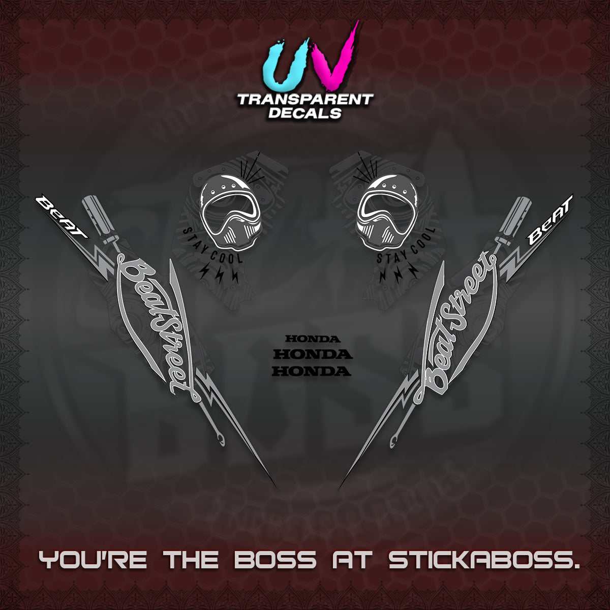 BEAT FI V2 UV TRANSPARENT DECALS (2026 BEATSTREET DESIGN) STICKER KITS BY STICKABOSS