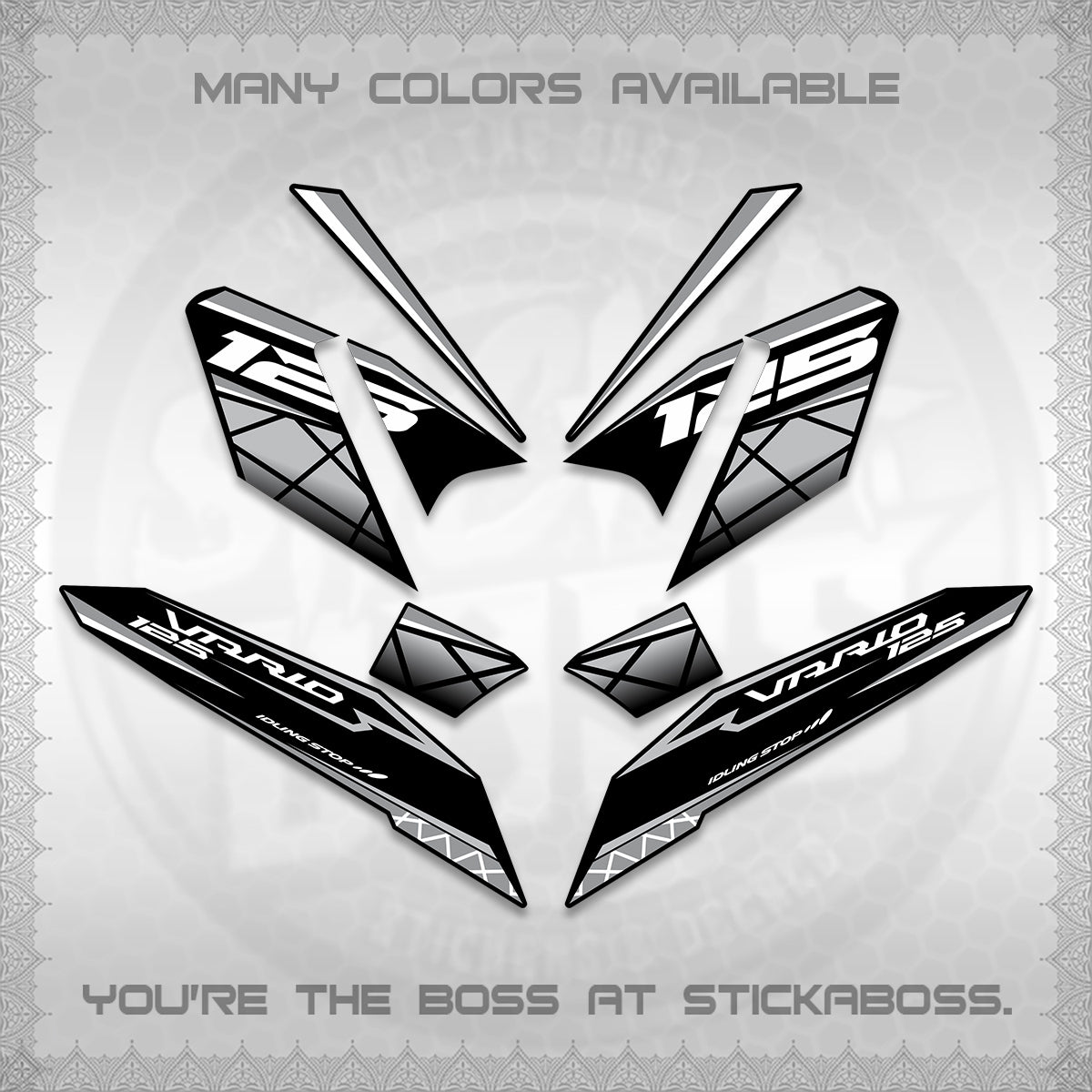 CLICK 125 V4 VARIO DECALS (2026 MODERN STRIPE DESIGN) STICKER KITS BY STICKABOSS