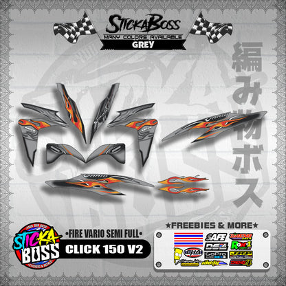 CLICK 150 V2 DECALS ( FIRE VARIO SEMI FULL )【WITH FREEBIES】