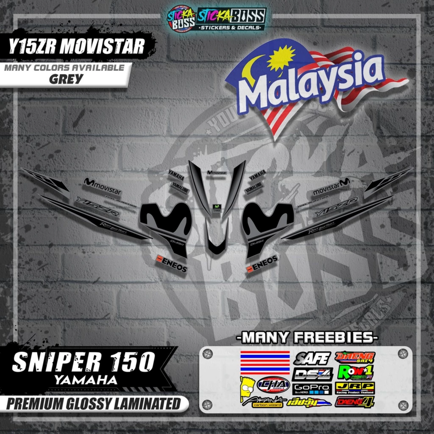 Sniper 150 Malaysian Decals ( Y15ZR MOVISTAR )【WITH FREEBIES】Malaysia Concept