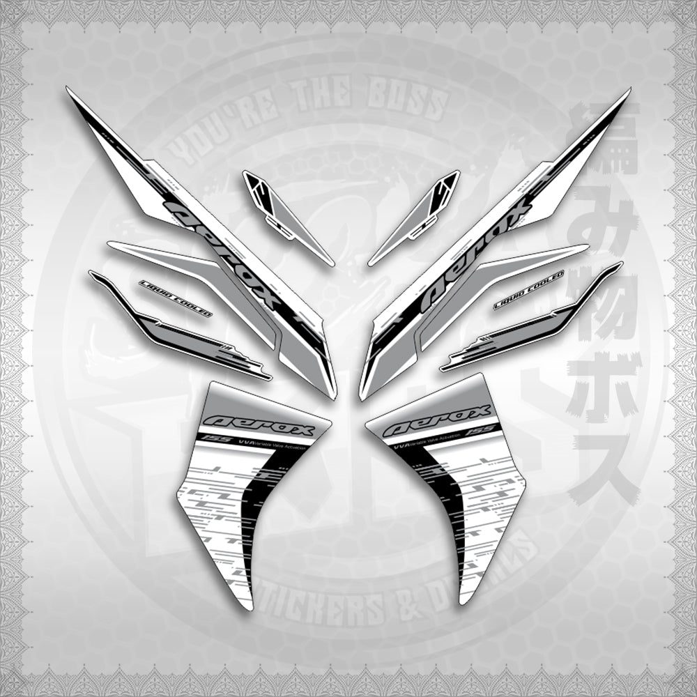 STICKER DECALS for AEROX V3 ALPHA TURBO INDO FOR WHITE (AV3NESTEDMA) By STICKABOSS (SOFIE LAMINATED WATERPROOF)