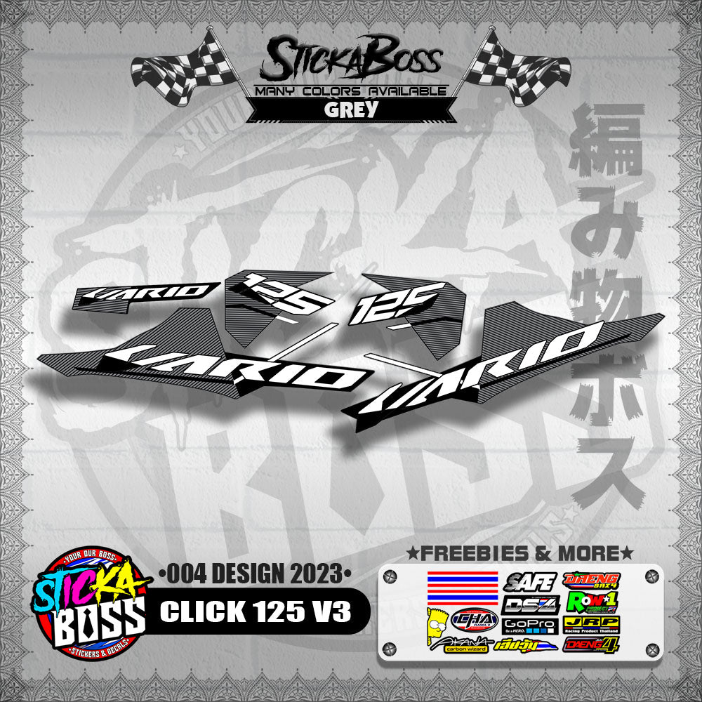 CLICK 125 V3 STOCK DECALS ( 004 DESIGN 2023 ) VARIO【WITH FREEBIES】