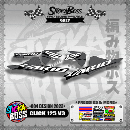 CLICK 125 V3 STOCK DECALS ( 004 DESIGN 2023 ) VARIO【WITH FREEBIES】