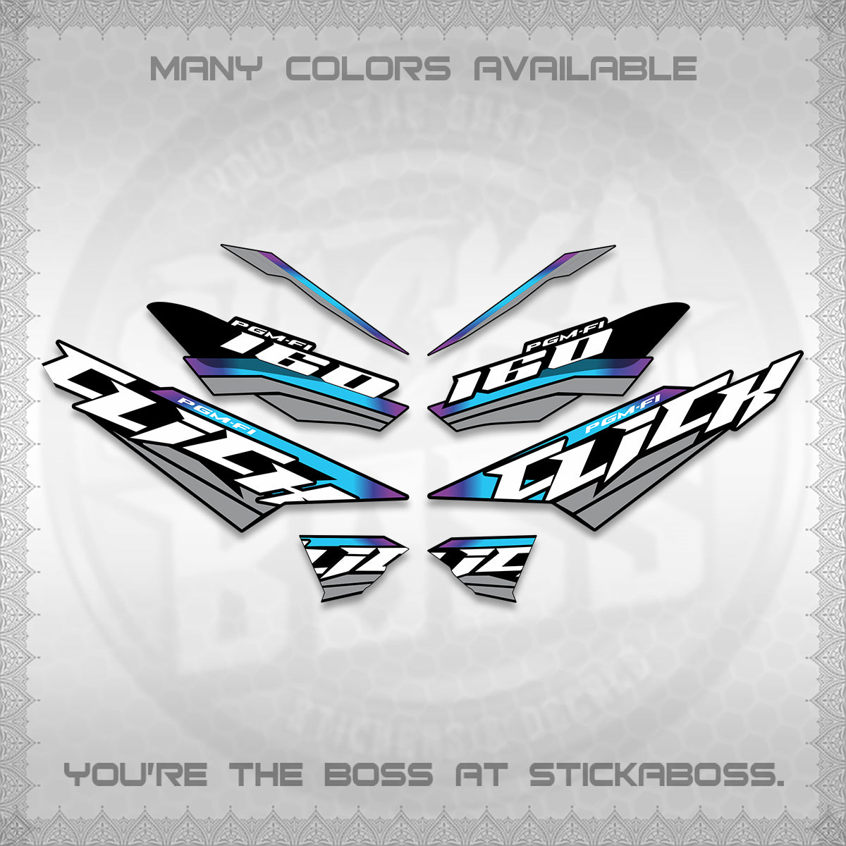 CLICK 160 STRIPING DECALS (SPORTS RACE STRIPES 01) STICKER KITS BY STICKABOSS