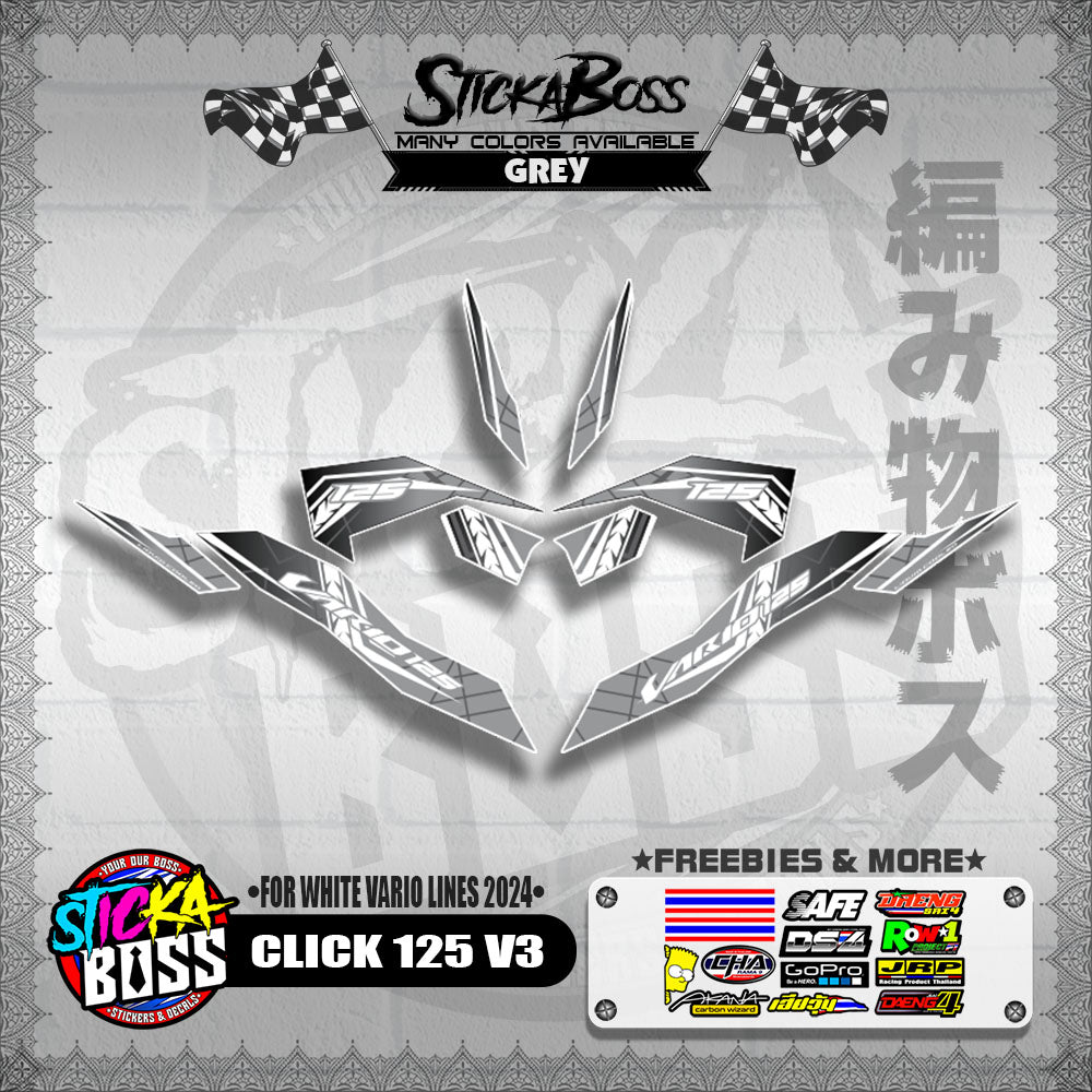 CLICK 125 V3 DECALS ( FOR WHITE VARIO LINES 2024 )【WITH FREEBIES】