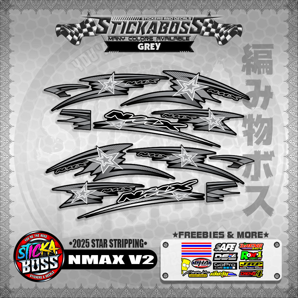 NMAX V2 STICKER DECALS ( 2025 STAR STRIPPING )【WITH FREEBIES】