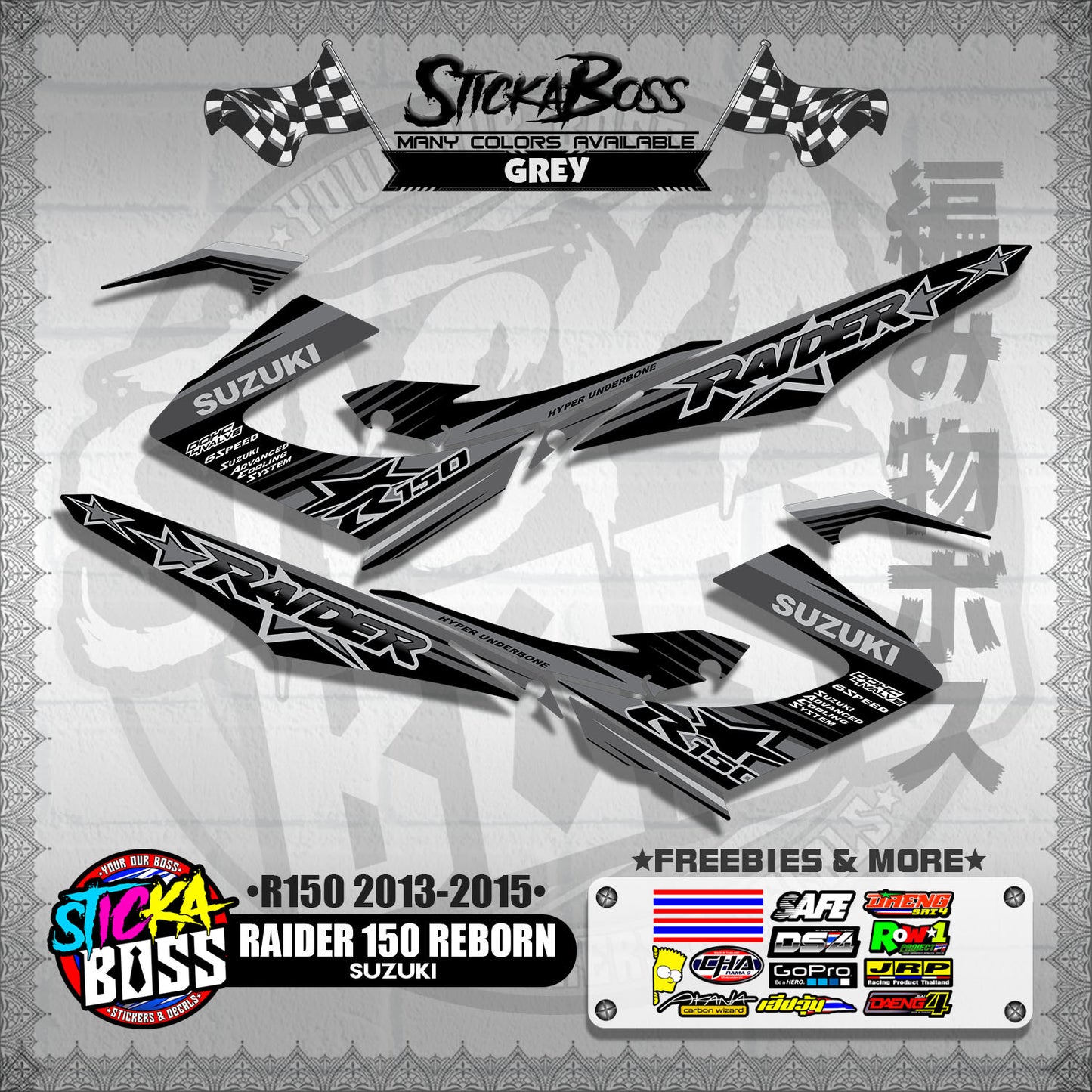 RAIDER 150 REBORN STOCK DECALS ( R150 2013 - 2015 )【WITH FREEBIES】