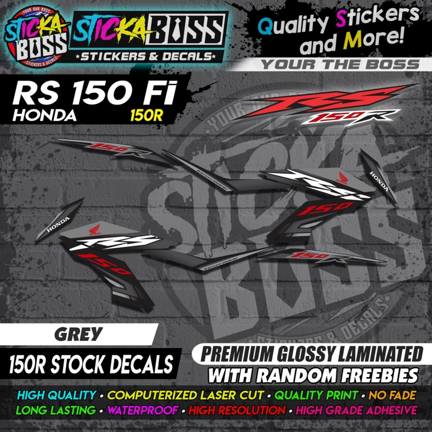 RS 150 FI Decals (R150 Stock Decals)【PREMIUM GLOSSY LAMINATED】