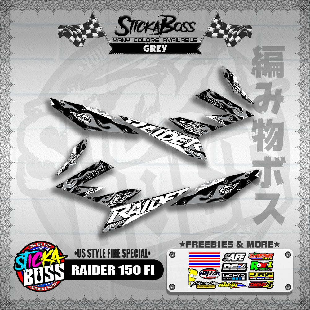 RAIDER 150 FI DECALS ( US STYLE FIRE SPECIAL )【WITH FREEBIES】