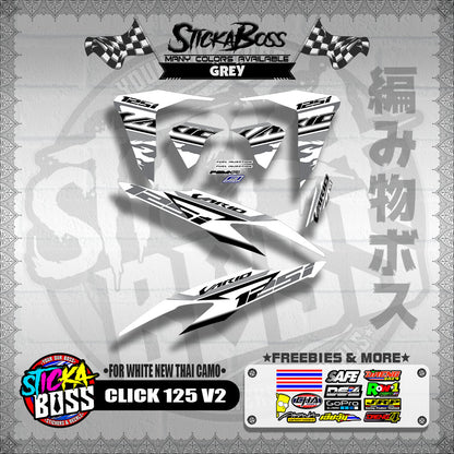CLICK 125 V2 DECALS ( FOR WHITE NEW THAI CAMO ) WITH FREEBIES】