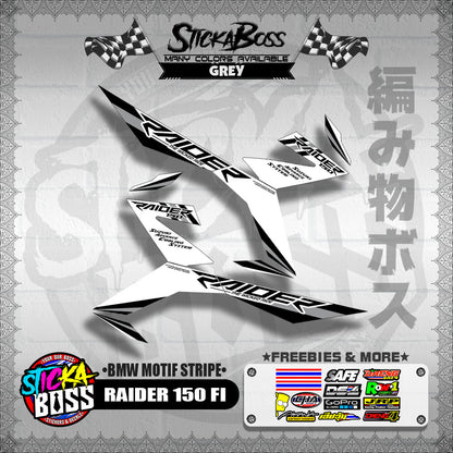 RAIDER 150 FI DECALS ( BMW MOTIF STRIPES )[ PREMIUM GLOSSY LAMINATED ]【WITH FREEBIES】