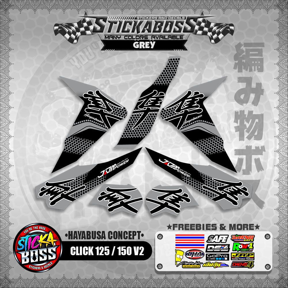 CLICK 125 / 150 V2 STICKER DECALS ( HAYABUSA CONCEPT )【WITH FREEBIES】