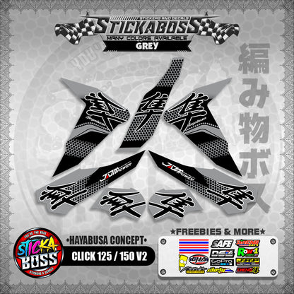 CLICK 125 / 150 V2 STICKER DECALS ( HAYABUSA CONCEPT )【WITH FREEBIES】