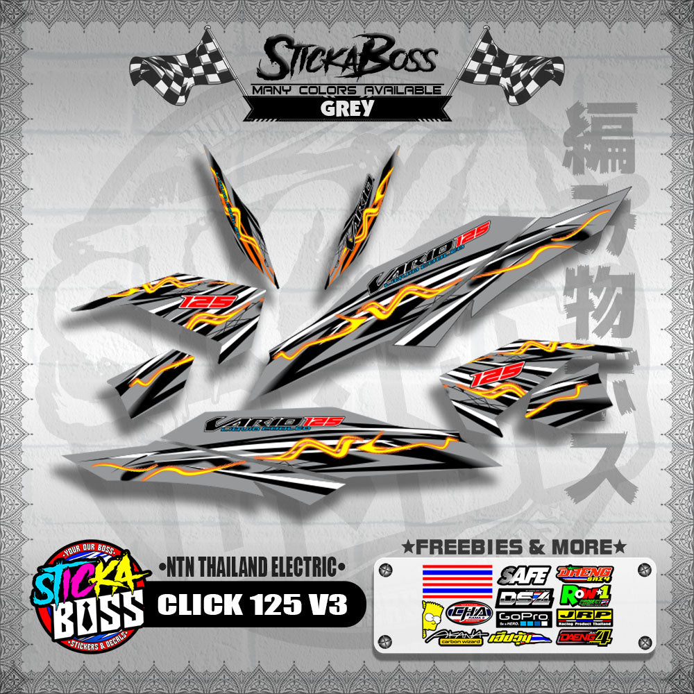 CLICK 125 V3 DECALS ( NTN THAILAND ELECTRIC )【WITH FREEBIES】
