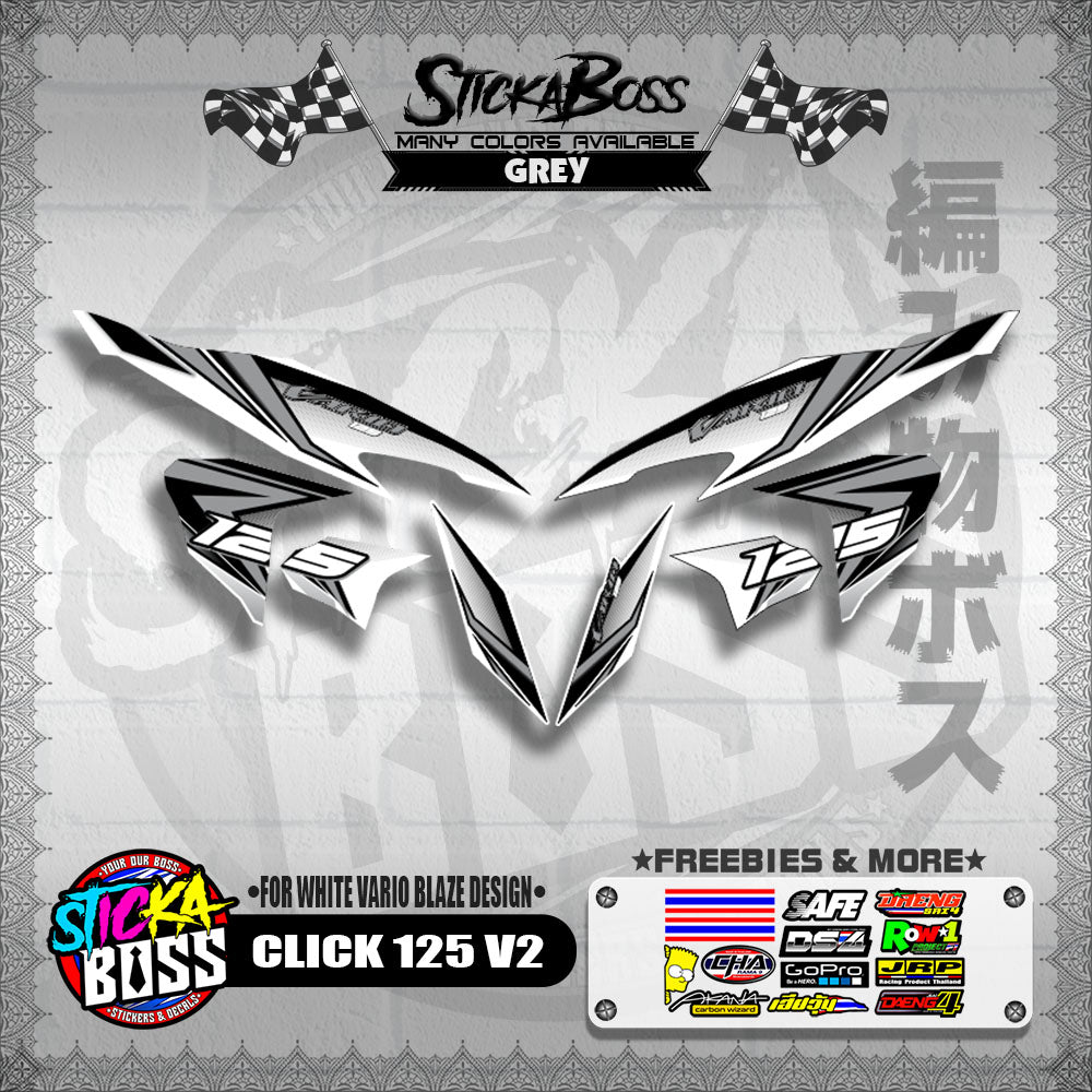 CLICK 125 V2 DECALS ( FOR WHITE VARIO BLAZE DESIGN )【WITH FREEBIES】