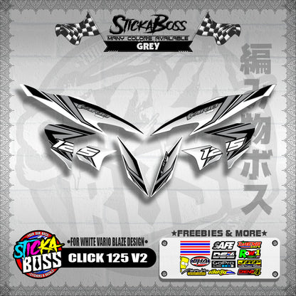CLICK 125 V2 DECALS ( FOR WHITE VARIO BLAZE DESIGN )【WITH FREEBIES】