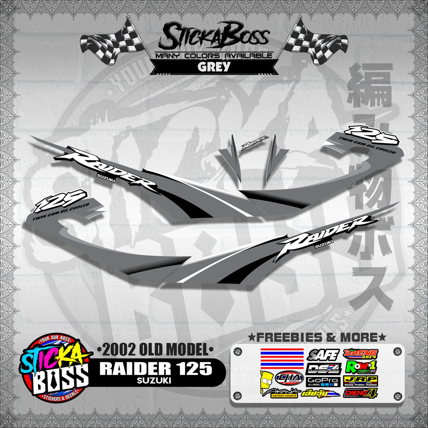 RAIDER 125 DECALS ( 2002 OLD MODEL )【WITH FREEBIES】