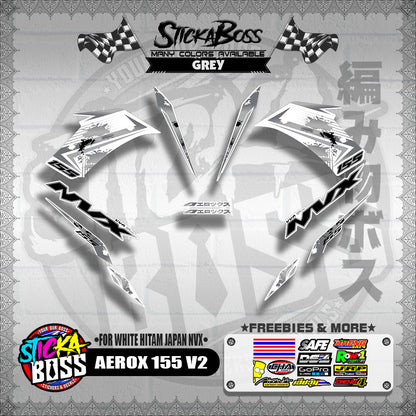 AEROX 155 V2 DECALS ( FOR WHITE HITAM JAPAN NVX 2023 )【WITH FREEBIES】
