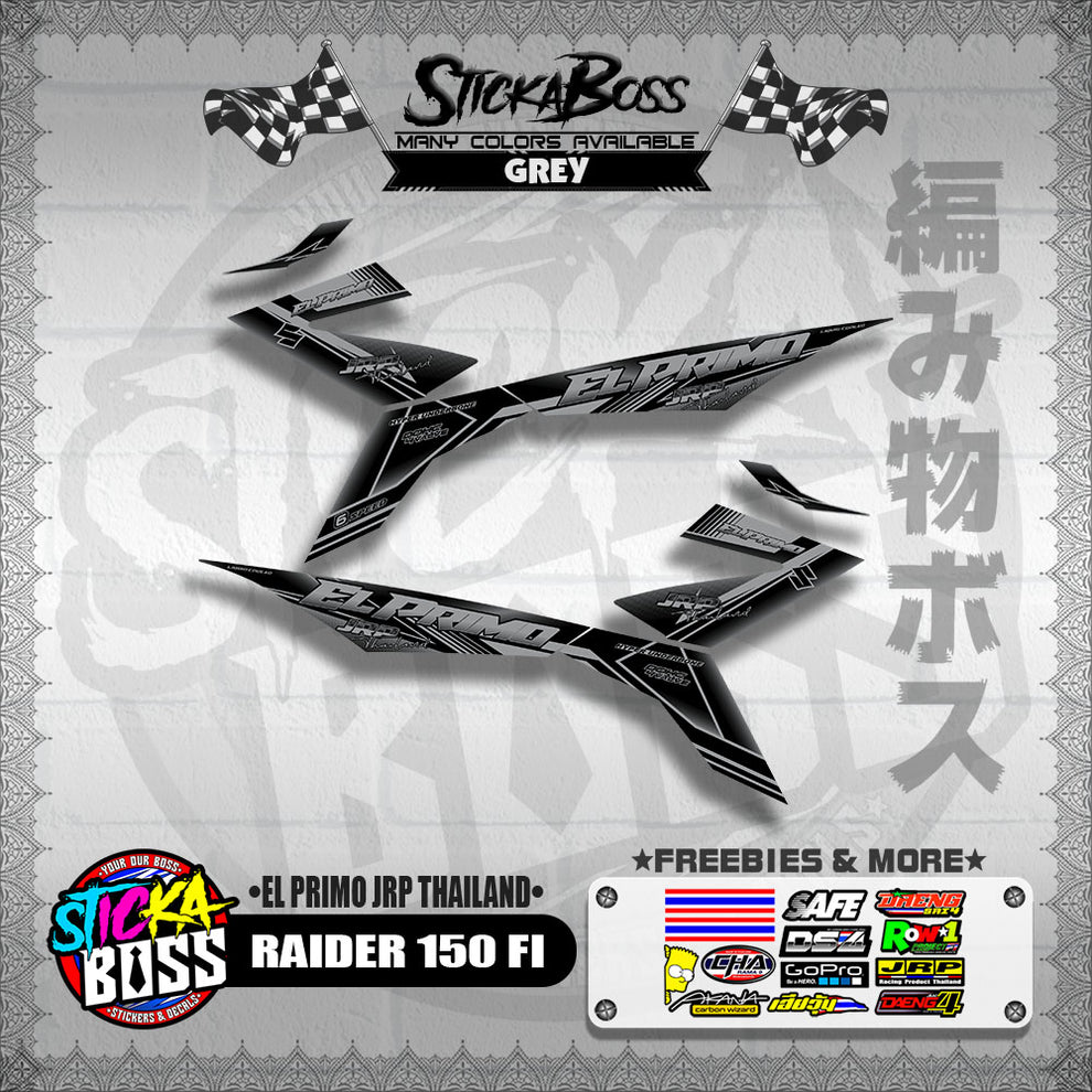 RAIDER 150 FI DECALS ( EL PRIMO JRP THAILAND )【WITH FREEBIES】 – StickaBoss