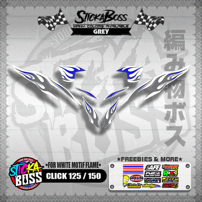 CLICK 125 / 150 V2 DECALS ( FOR WHITE MOTIF FLAME )【WITH FREEBIES】
