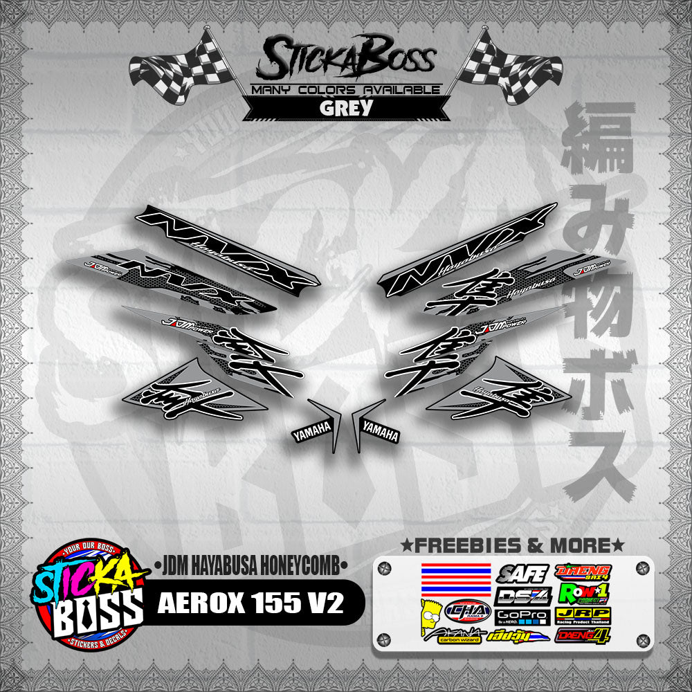 AEROX 155 V2 DECALS ( JDM HAYABUSA HONEYCOMB )【WITH FREEBIES】