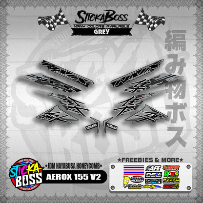 AEROX 155 V2 DECALS ( JDM HAYABUSA HONEYCOMB )【WITH FREEBIES】