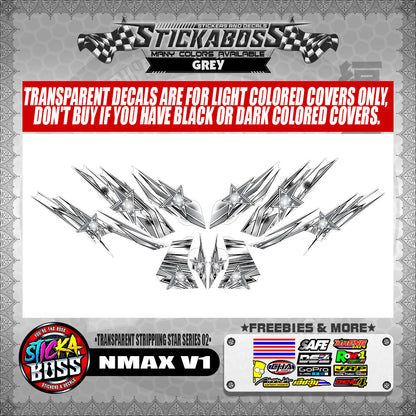 NMAX V1 STICKER DECALS ( TRANSPARENT STRIPPIING STAR SERIES 02 )【WITH FREEBIES】
