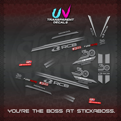 CLICK 125 V3 UV TRANSPARENT DECALS (2026 30TH ANNIVERSARY RACING DESIGN) STICKER DECALS By STICKABOSS