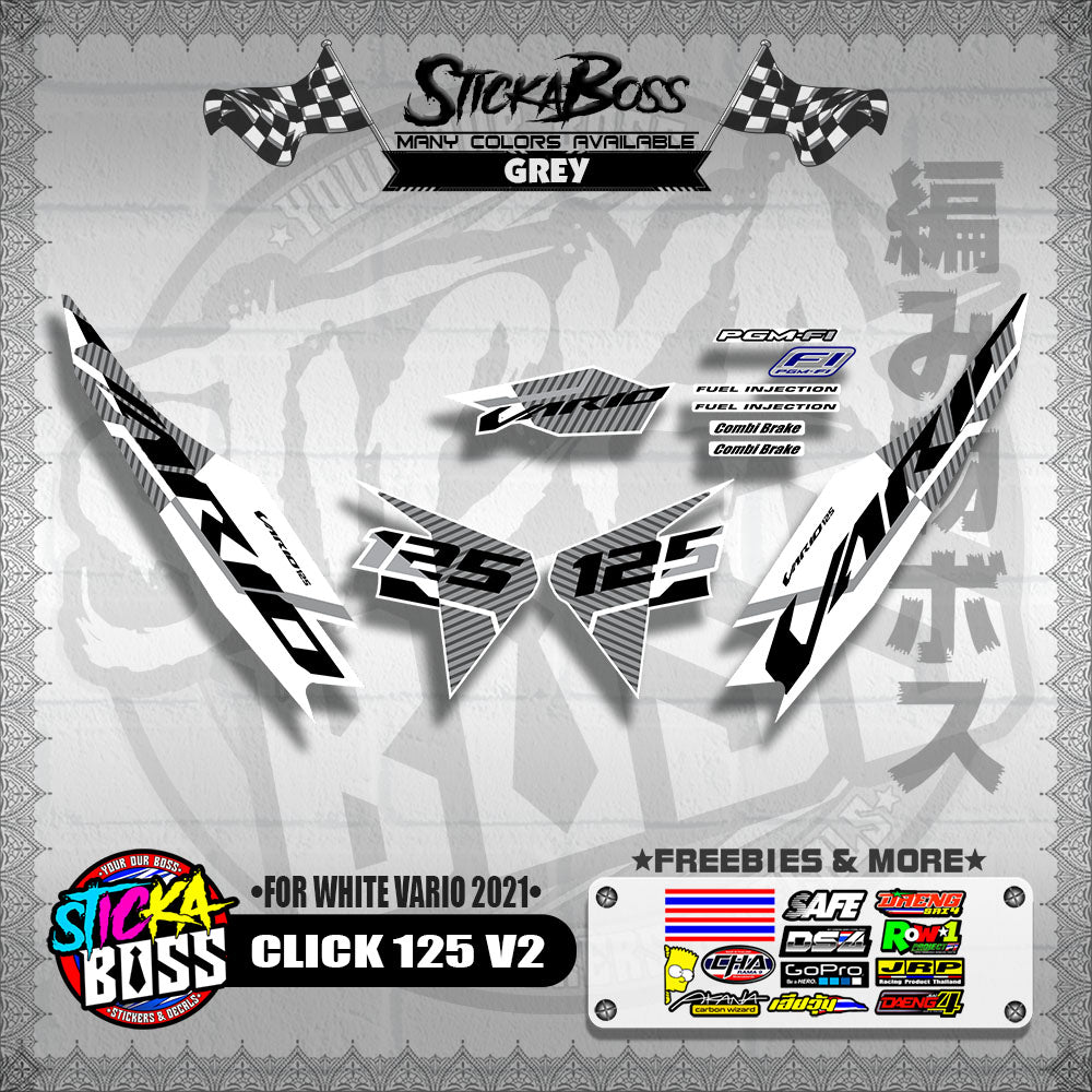 CLICK 125 V2 DECALS ( FOR WHITE VARIO 2021 )【WITH FREEBIES】
