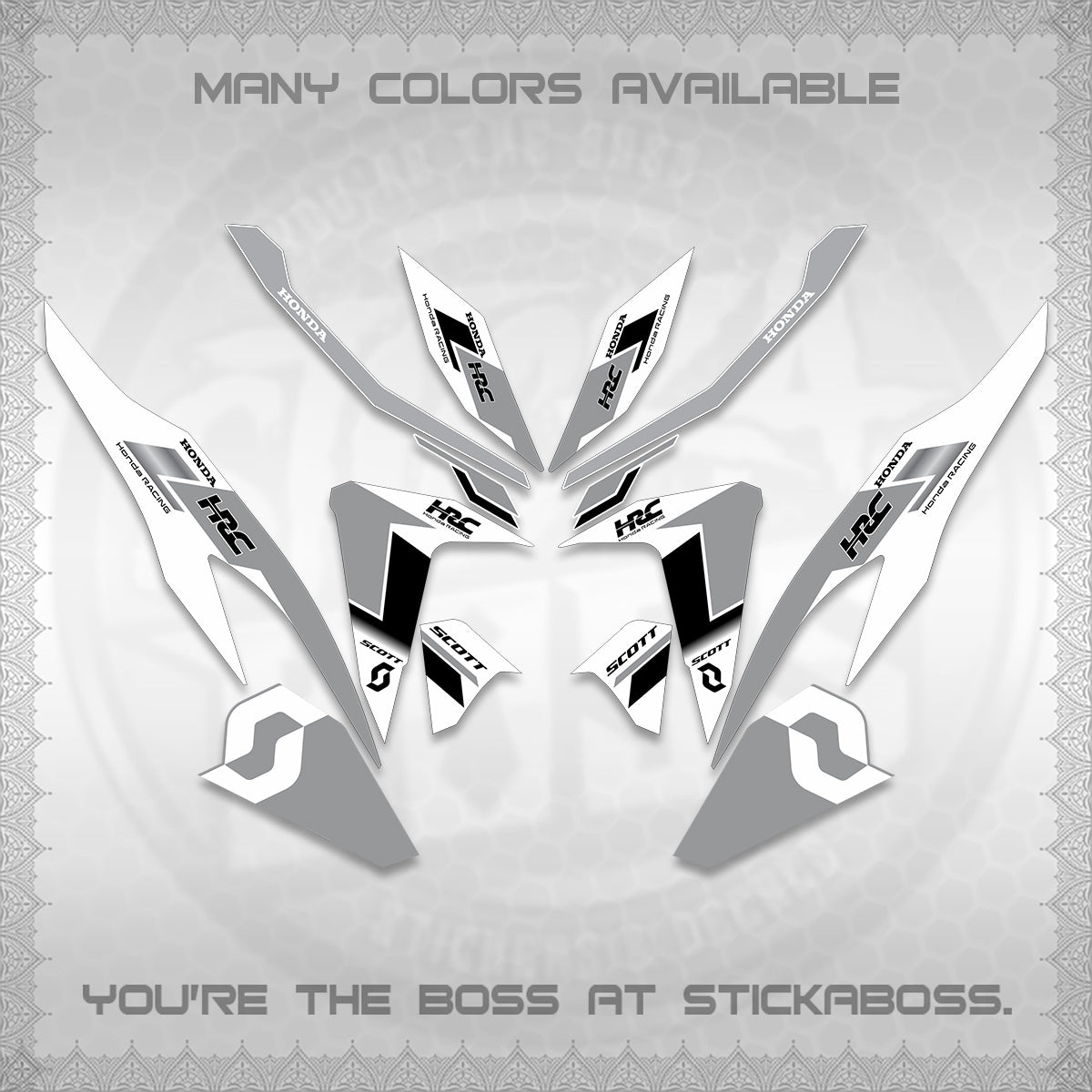 CLICK V2 FOR WHITE DECALS (SCOTTxHRC DESIGN) STICKER KITS By STICKABOSS