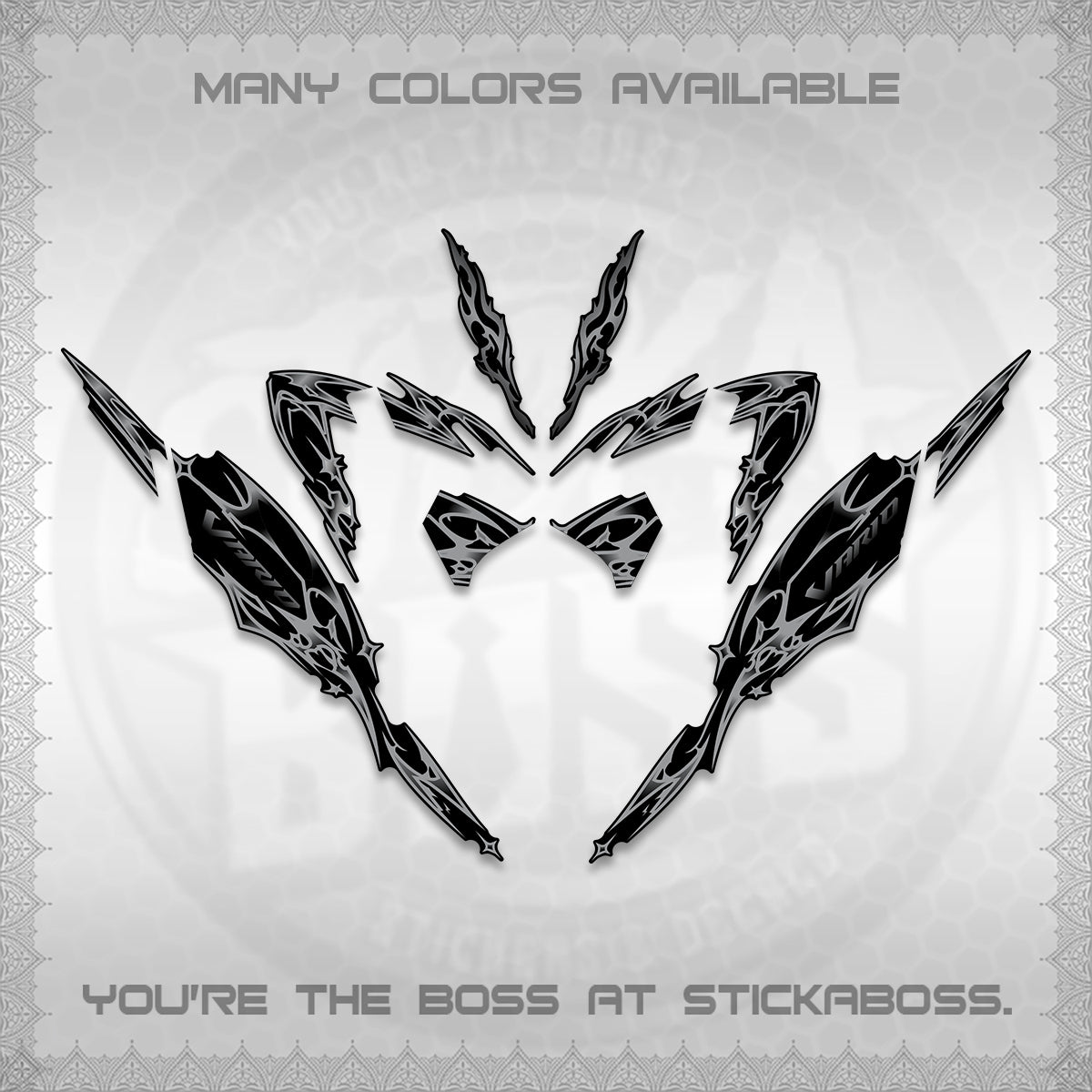 CLICK 125 V4 VARIO DECALS (2026 TRIBAL LIGHTNING DESIGN) STICKER KITS BY STICKABOSS