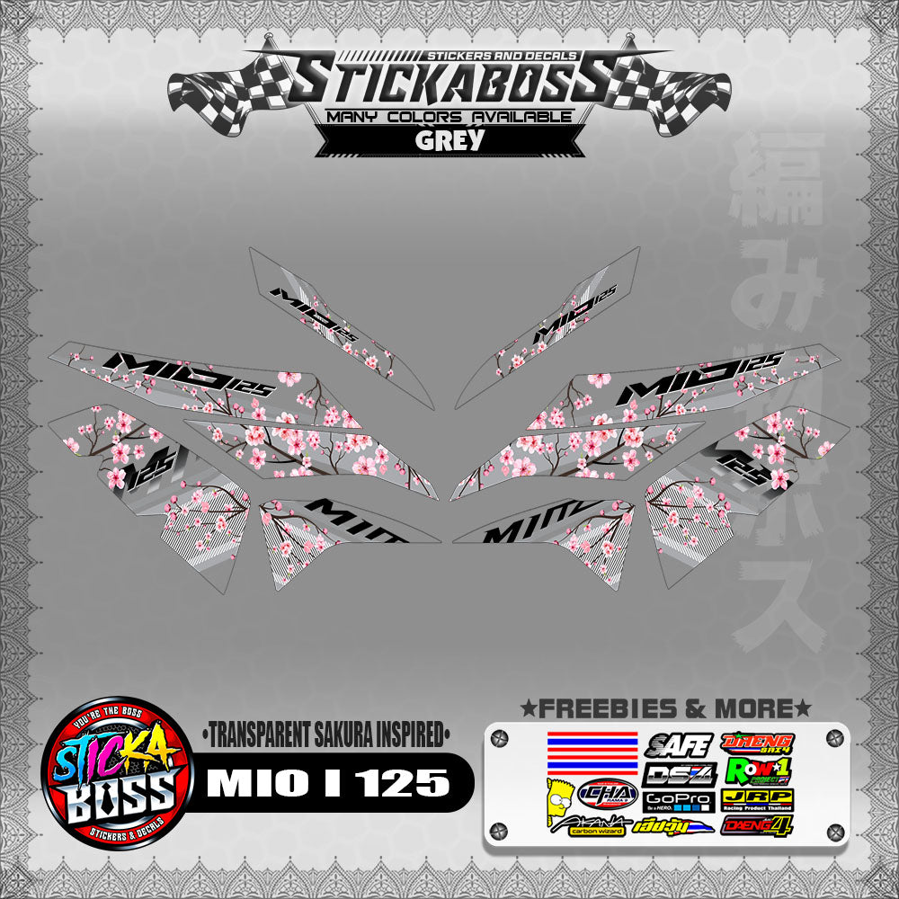 【PREMIUM UV PRINT】TRANSPARENT MIO I 125 STICKER DECALS ( SAKURA INSPIRED )【WITH FREEBIES】