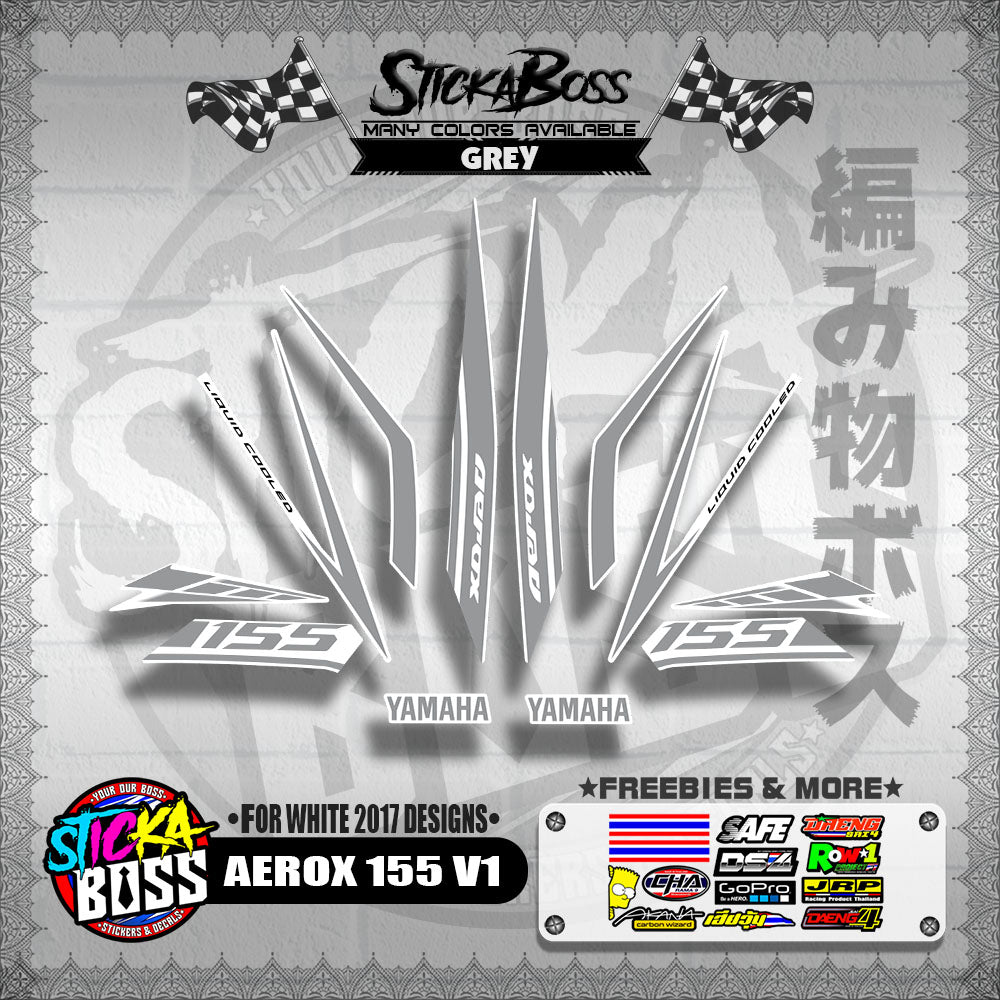 AEROX 155 V1 STOCK DECALS ( FOR WHITE 2017 DESIGNS ) 【WITH FREEBIES】